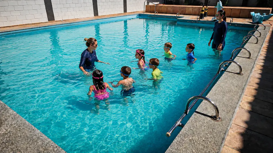 Aula real na piscina da Lapa Center